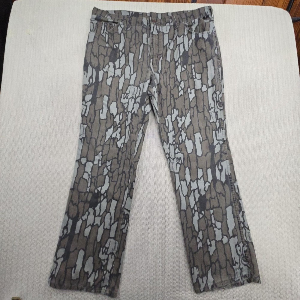 Vintage 10X Pants Mens 40x32 Brown Gray TreBark Camo Hunting Outdoor USA Made